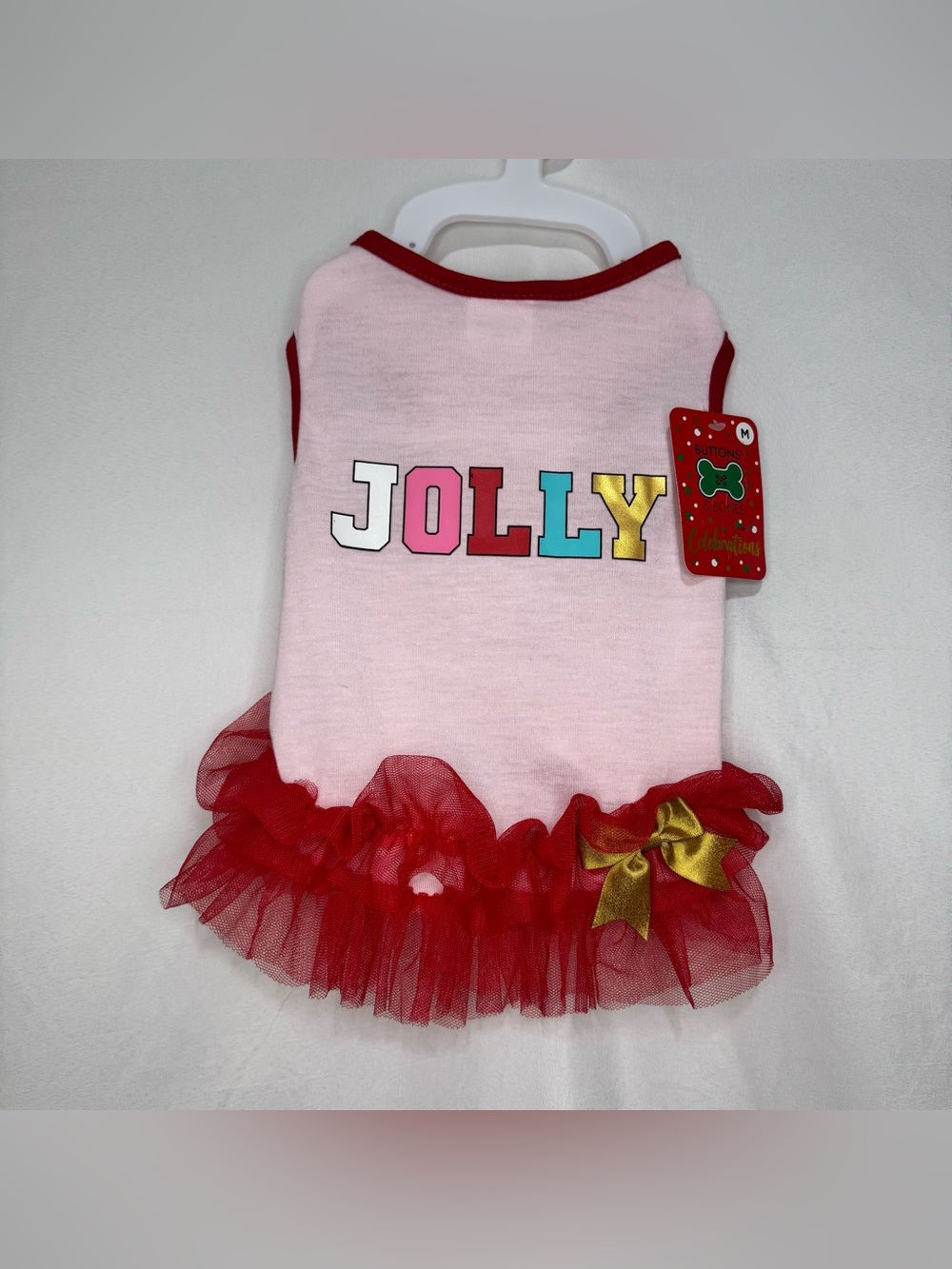 Jolly Pink & Red Tulle Holiday Dog Dress